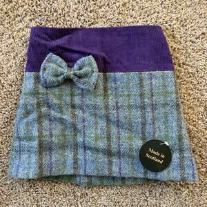 Glen Appin Scotland Harris Tweed Purple/Gray Plaid Wool Skirt Toddler 3T NEW NWT